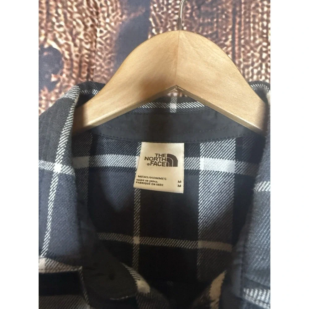 The North Face Mens Black Checkered Long Sleeve Button Up Shacket Size Medium